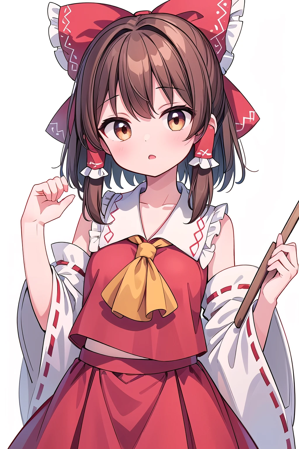 detailed background, masterpiece, best quality, 1girl, hakurei reimu, brown hair, hair tubes, hair ribbon, brown eyes, touhou project