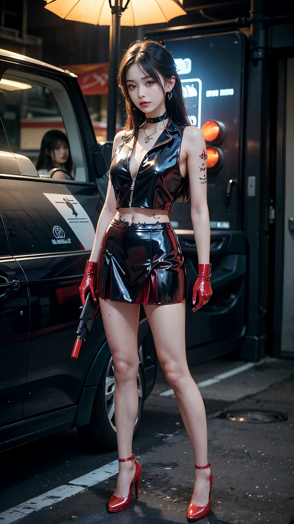 Japanese Sentai heroine,Black Hair,The spaceship's cockpit,He is fully secured in the black seat by a thick black harness belt.,Plump,Holding the lever,