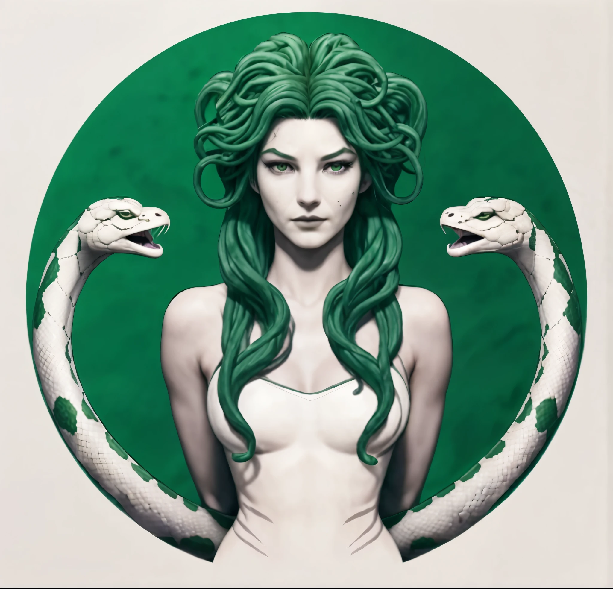 Medusa logo with snake hair in Wendy's style.