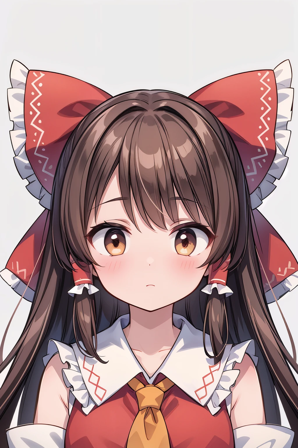detailed background, masterpiece, best quality, 1girl, hakurei reimu, brown hair, hair tubes, hair ribbon, brown eyes, touhou project