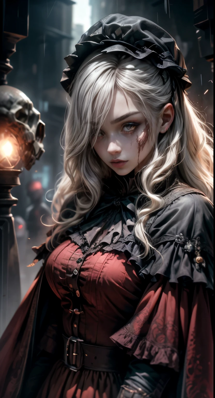 (comic,A high resolution,super-fino),(Vampiros),(((olhos vermelhos brilhantes)))looks into the camera,Maus olhos nas sombras,clear facial features,(Cartola),Presas de vampiro expostas,Wear beautiful Gothic dresses,Cabelos prateados,Rosette,skull decoration,Os morcegos,The body is surrounded by red mist,raios de luar,Temperamento real,Cinematomatic hoop light,The light is delicate,tmasterpiece,Ultra - Detalhado,Epic composition,super HD,alta qulidade,HighestQuali,32k