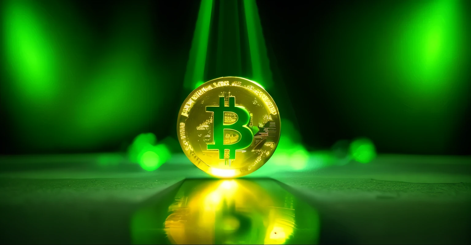 a lit up XCB coin in the middle of a dark room, XCB coin evil, green glows, shining green, XCB coin, bottom up green lighting, green matrix light, cryptography, 🚀🚀🚀, green glow, giant cryptography vault, dramatic green lighting, green lights, green light, glowing green lights, green gold, cryptographycurrency, cryptographycurrency in the background, green and gold, XCB stamp