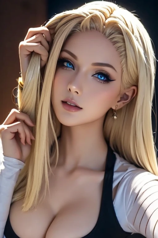 Delicate and beautiful face blue eyes pale skin gothic makeup thick and voluminous lips detailed, sonrisa coqueta y sexy