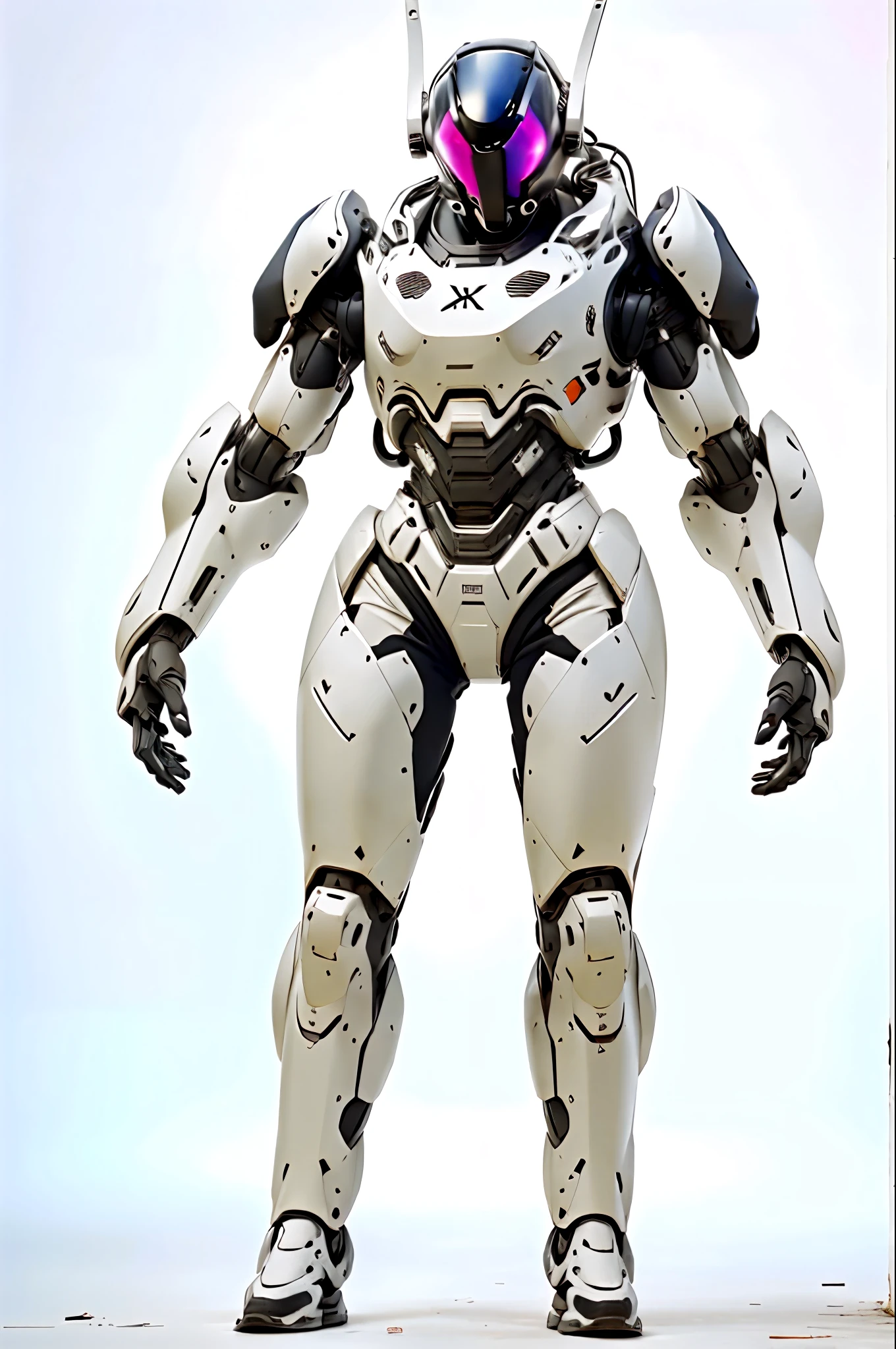 1 woman inside a huge bulky exoskeleton  robot  , ((bulky)) armor,  mecha, 
ink, clean lines,  negative space, high contrast, gradient color,
