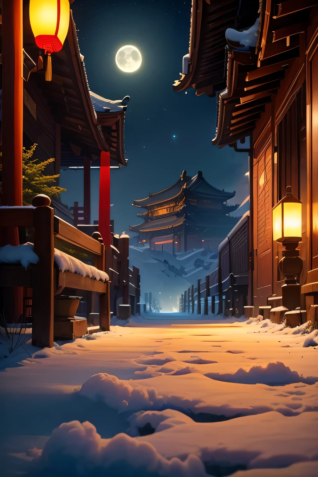 Cyberpunk style ancient Chinese high-definition details and exquisite moonlight in front of the bed,Suspected to be frost on the ground。