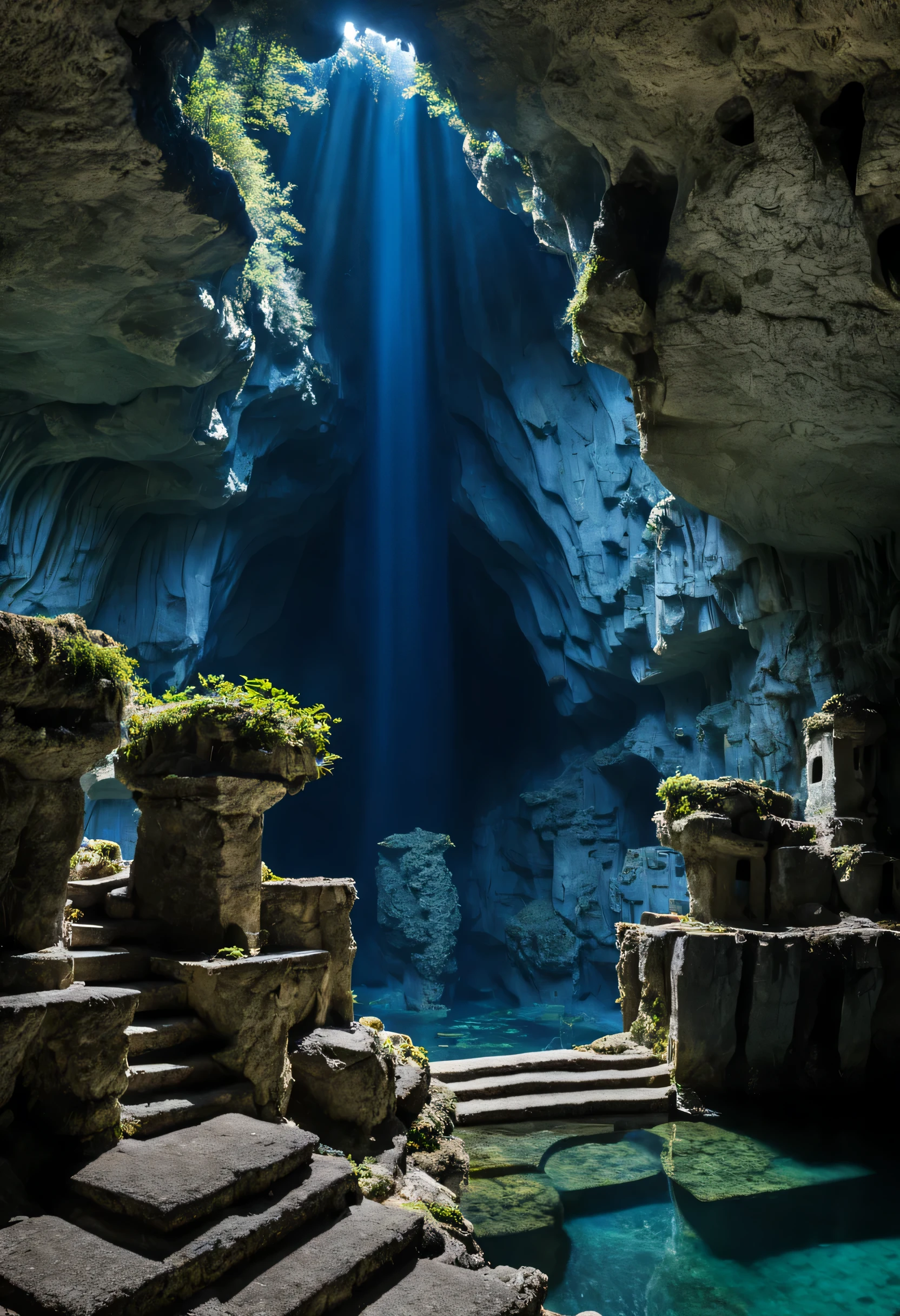 Rococo ruins inside the Crystal Cave:buildings of a fallen civilization:Italy:Mysticalな透き通る青い海:optic:pillars and walls made of stone,Detailed design,Mystical,世界で一番Beautiful fece風景,Photos of travel memories,天井から漏れるoptic:芸術的なopticと影,Photographed by a professional photographer,Photos selected by National Geographic,Buildings built by ancient people were covered with stalactites over many years.,Blue Grotto,Beautiful fece,Fantasia,なんてBeautiful fece