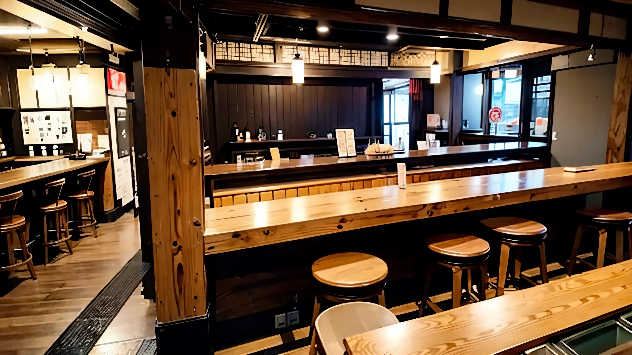 Inside the Yakitori restaurant、Bright interior、Counter seats、