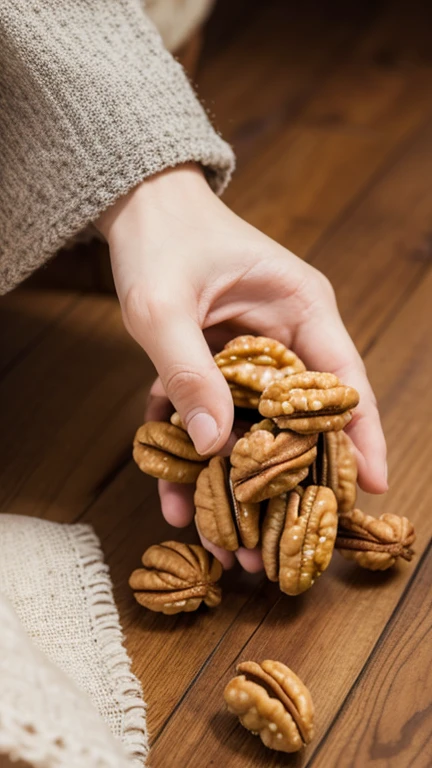 Nuts and walnuts with walnut clips，You have to pinch hard and reach out to pick it up and eat it.，