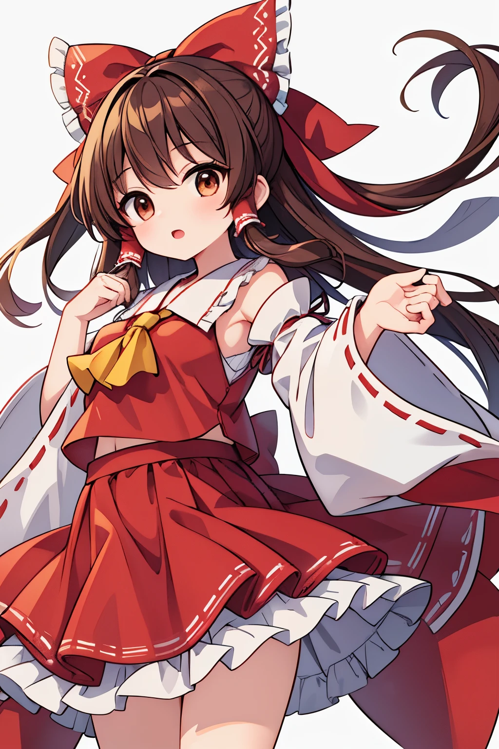 detailed background, masterpiece, best quality, 1girl, hakurei reimu, brown hair, hair tubes, hair ribbon, brown eyes, touhou project
