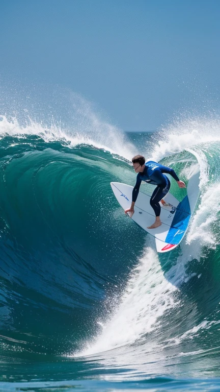 Blue veins pop out,Strong muscular man goes surfing