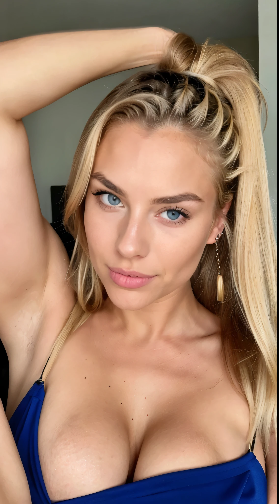 Elodie Demol, Blonde, femme aux petits seins, 4K,  suce une bite, piercing gaze, hair tied up