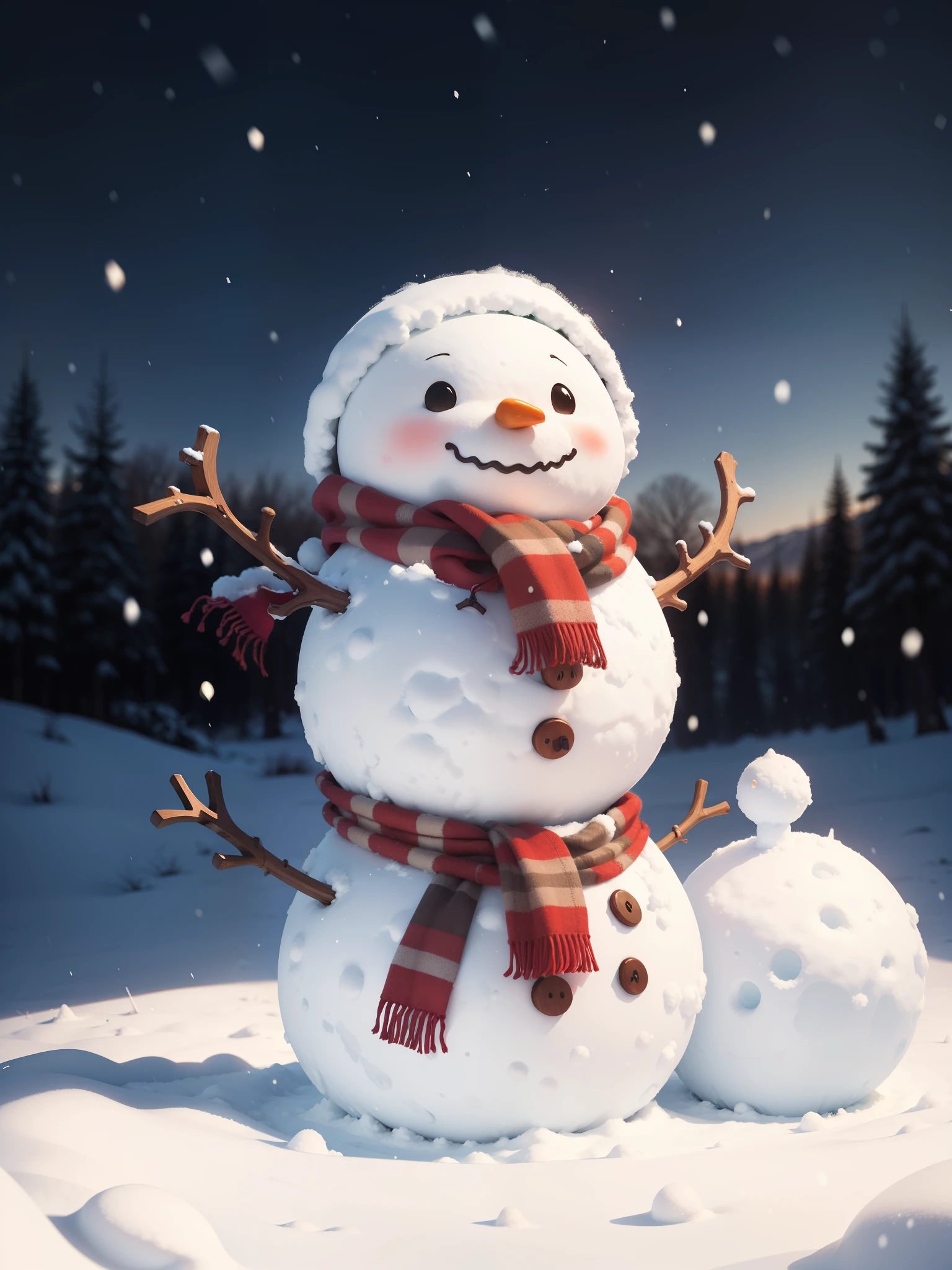 A lovely snowman, In the snow in winter,