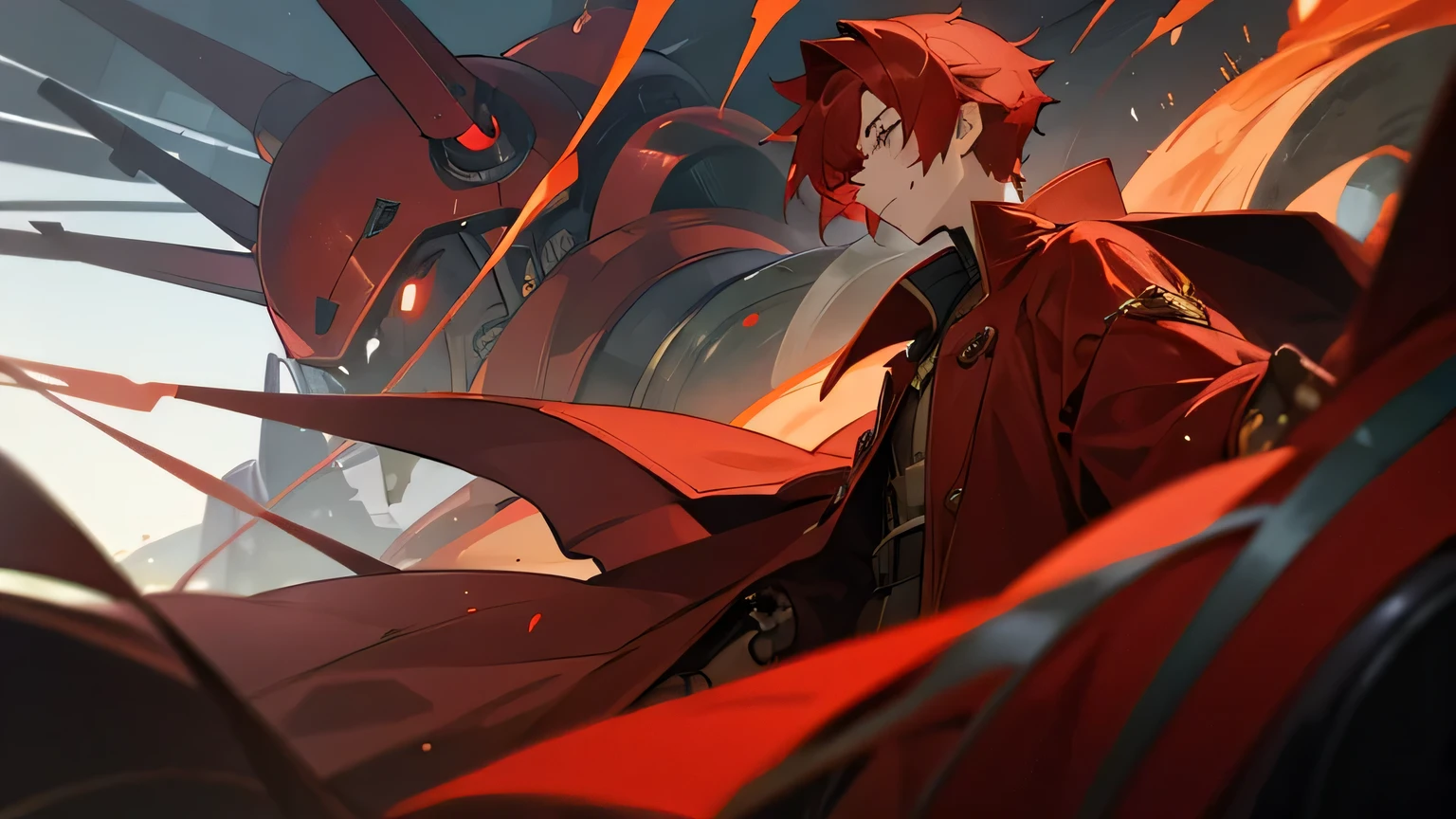 guy, Red hair, red robe, summons mechanical golems