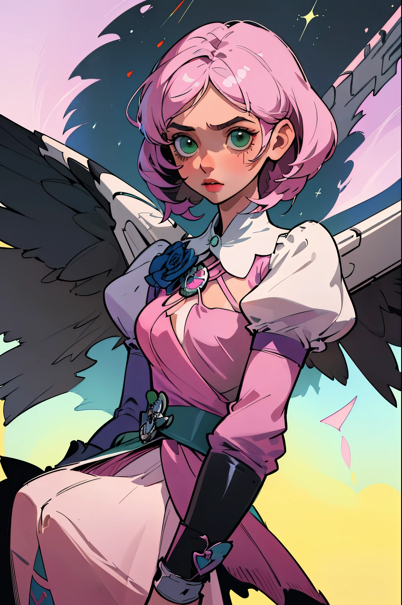 Alisa bosconovitch, melhor qualidade, contemporary, estilo plano, minimalismo, Green Eyes Flat Illustration, cabelo rosa, cabelo curto, cabelos multicoloridos, Camisa Preta, mechanical wings, Head Portrait Close-U, peito pontudo, decote, super decote, middlebreasts, Tekken，cabelo rosa pastel, 1girl, em quimono, hand-painted，Desenho de linha sem cor, colorida do yandere pastel, Tekken, [Detailed illustrations, Arte baseada em anatomia extremamente ideal, desenhos muito detalhados e detalhados, delicate lines with slowness and urgency, Realistic texture expression],(((Linhas principais coloridas)),(Obras de arte com excelente artesanato),(fundo do parque),[ anime Menina japonesa bonita 14 anos de idade Skinny] cabelo rosa claro, com roupa de empregada，figura esbelta，robusto，He sat on the floor，Vestido com roupas de empregada rosa e branco，cabelos muito curtos，com orelhas de gato，quadratic element，, kawaii cor-de-rosa na roupa da era de 1910, Alisa Bosconovich pink lips, no estilo da paleta de cores suave aurorapunk, an anime illustration of his face, gifs animados, hand drawn animation, charming sketches, suave e brilhante, romantismo nebuloso, Estilo Superflat, fundo branco - ar 1:1 - niji 5 - estilo expressivo --s 50
