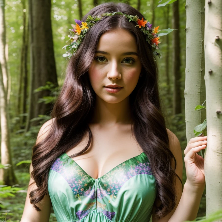 fantasy,fantastic background,on a sunny day,a girl wearing a flowy dress is standing in the middle of a lush green forest surrounded by towering trees,the sun rays shine through the leaves,creating a magical and ethereal atmosphere,with birds chirping and colorful butterflies dancing around her,as she explores the enchanted forest,she discovers mythical creatures like unicorns and fairies,happily mingling and playing together,creating a sense of wonder and excitement,with flowers blooming in vibrant colors,painting the forest with their beauty,the scene is like a painting come to life,with vivid colors and intricate details,while the girl's eyes are filled with awe as she takes in the captivating landscape. (best quality,4k,8k,highres,masterpiece:1.2),ultra-detailed,(realistic,photorealistic,photo-realistic:1.37),forest painting,mythical creatures,enchanted forest,fairy tale,ethereal atmosphere,vibrant colors,magical environment,sun rays through the leaves,flowy dress,colorful butterflies,fantasy,unicorns,flowers blooming,fantasy creatures,exploration,wonder and excitement,eyes filled with awe