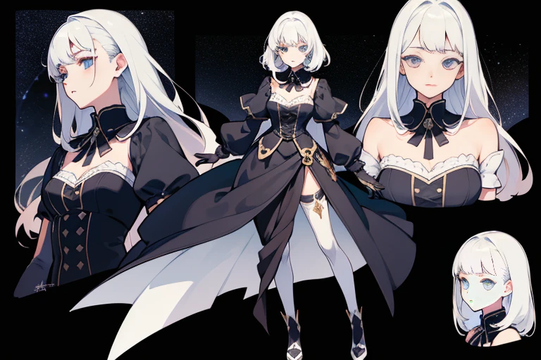 sketch (Character design sheet, same characters, whole body, Three-View, front, ~ ~ ~ side, return),(Very bright:1.1), White Background, [1 Girl:7], (Tilt your head:1.2), ([sketch|watercolor \(Moderate\)]:1.15),full body, Full bangs, Gradient braided hair, (Light purple hair), (Ink blotches:1.1), (pale:1.2),(Light purple:1.2),(Light green:1.2)　and full body, Artistic elements add depth to the work. The overall atmosphere is creepy and nightmarish..., With a unique artistic touch. This movie is、The dark and crazy world of horror movies depicted in HD., Evoke visual stimuli and aesthetic sense, It will terrify and excite the audience....,watercolor画, （Lightless, Eyes without highlights, Evil Eye, A bad looking person with white eyes, It&#39;s a red eyeliner）,whole body絵, Wearing a maid outfit and （Mature face,tall, Wearing black tights,Green Eyes, The skin is hidden　and maid, The background is a dark and desolate landscape, Horror movie atmosphere. Her figure is extremely beautiful, Emphasizing the dark and crazy elements. Skillfully expressing the effects of light and shadow, detailed, The face and expression of the black costume are also carefully drawn.