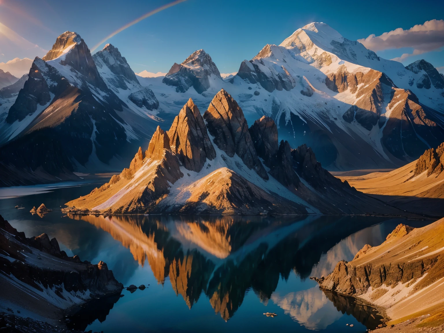 A mountain range made entirely of quartz crystals, reflecting the sunlight in brilliant prismatic hues and creating a breathtaking, otherworldly landscape. fantastic realism, natural colors, natural light, award-winning image, award-winning photography, the best photo ever made, authentic photography 8K
