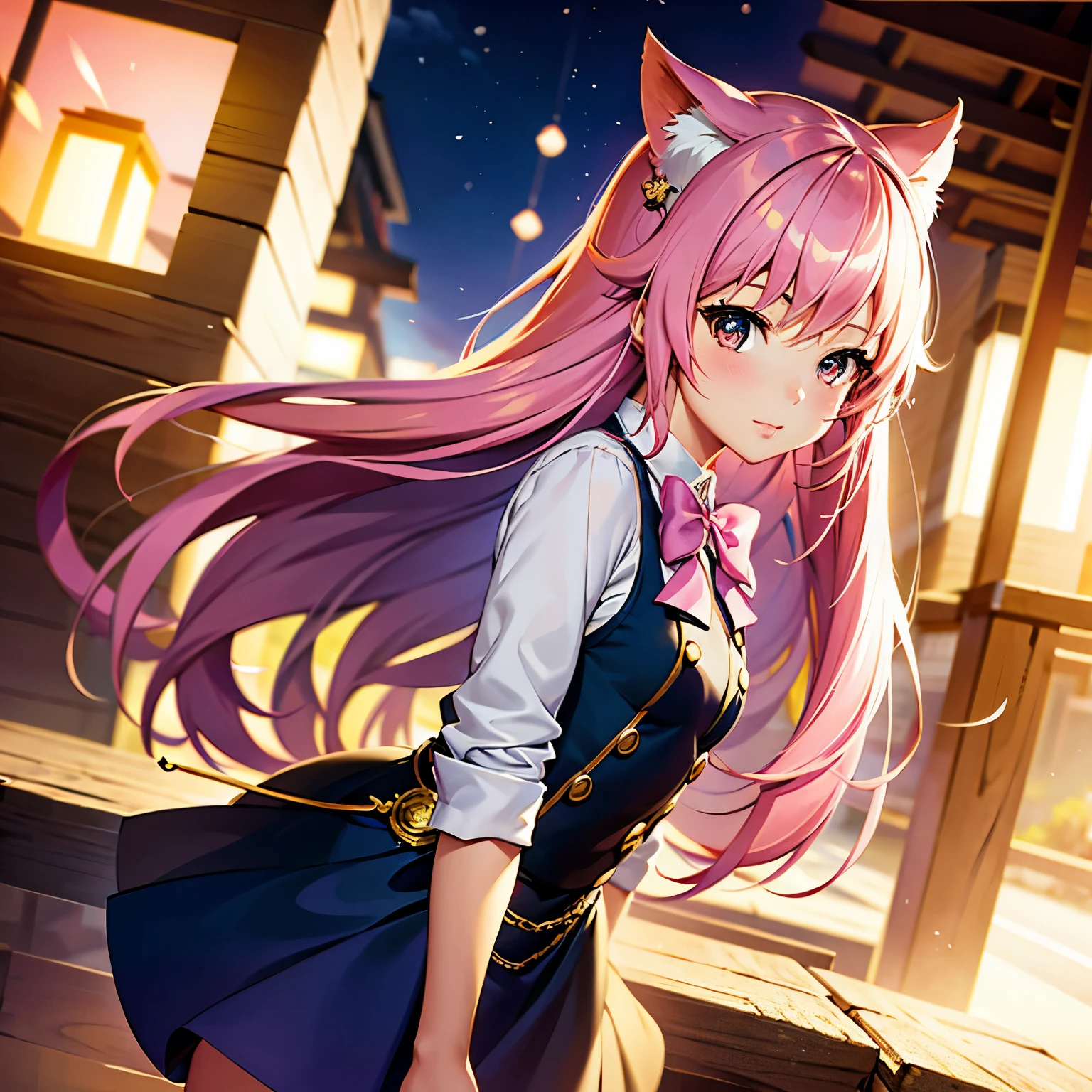 Anime girl with pink hair and a bow in her hair, retrato realista kawaii, Guweiz, portrait of magical young girl, personagem bonito, estilo de arte bonito, anime moe artstyle, character art of maple story, retrato bonito, retrato bonito da menina do anime, Retrato de um pequeno personagem, artwork in the style of Guweiz, splash arte anime loli