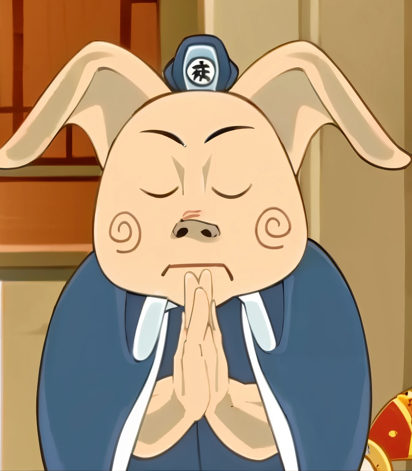 Close-up of man wearing bunny on head, gelbooru anime image, Inspired by《Qiu Wen Tianjiang》, 《The Legend of Korra》Moogle in, Black person, anime image, From Sam and Max, Taoist priest, full moon, Harbin Medicine