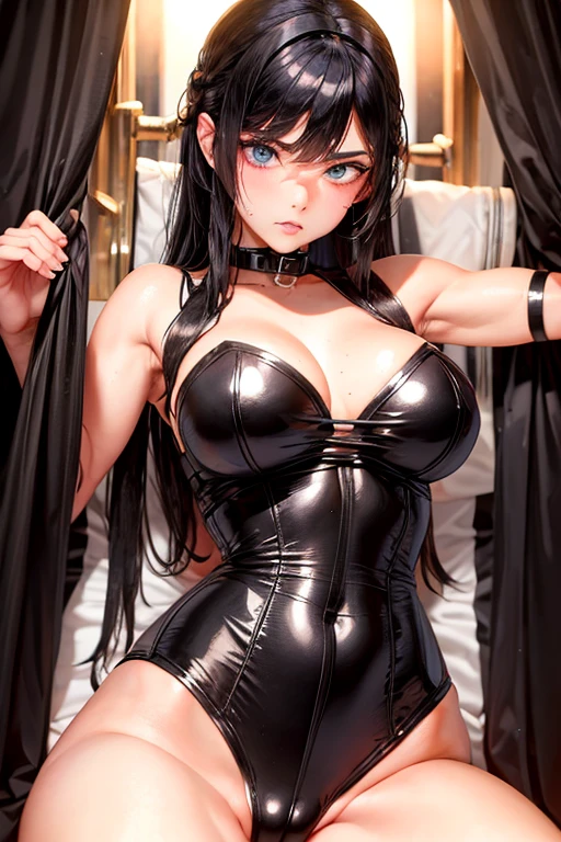 Angry Face, BDSM,slave,Rubber,Black Corset,Bondage,Collar,NSFW,((Best Quality, 8k, Masterpiece:1.3))), Crisp Focus: 1.2、(Layer Cut, Big:1.2),Beautiful Woman with Perfect Figure: 1.4、Slender Abs:1.2、Wet Body:1.5、Highly Detailed Face and Skin Texture、Detailed Eyes、Double Eyelids,Long Hair