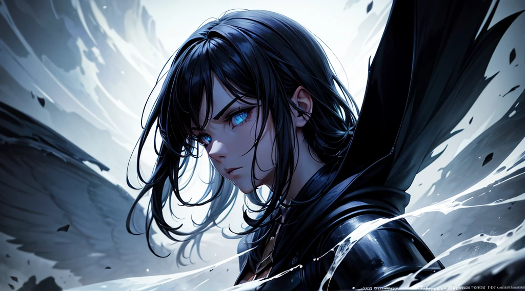 best quality,ultra-detailed,realistic:1.37,portrait,dark fantasy,anime,solo leveling,heroic character,sharp focus,magical powers,mysterious aura,dynamic pose,threatening expression,glowing eyes,demonic presence,grim reaper cloak,detailed armor,enchanted weapon,dark background,eerie lighting,blue color palette,smoke effects,action scene,high contrast,fluid brush strokes,masterpiece:1.2
