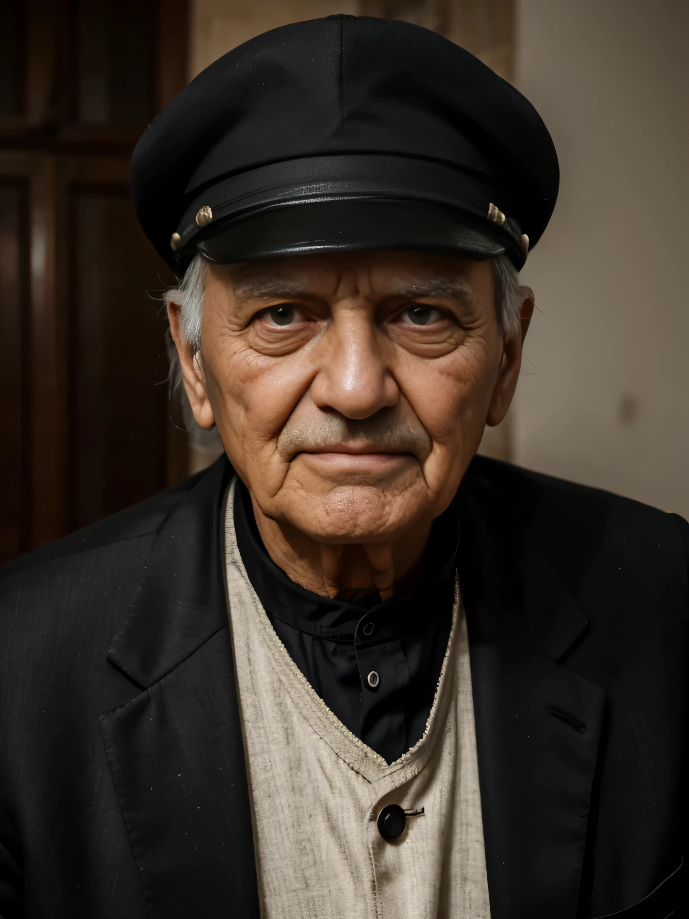 Alter mann 85 jahre alt, From Turkey Diyarbakir ,Starken Falten im Gesicht, Cap, Volles Bart , Starker Schnurbart, Traurig