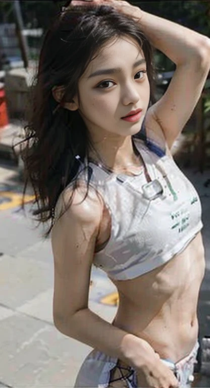 masutepiece、top-quality、8K、Young and cute fair-skinned Japan woman、(((((Crying face、With a very angry face with wrinkles between his eyebrows、With a grimace,)))))、((((Sports Instructor、Wear a camisole top and yoga pants)))、((((Open your mouth wide to the maximum、stick out your tongue a little))))、((Hair bun))、Looking at the camera、Transcendent beauty、Moles under the eyes、((Thin woman、Delicate woman))、((Indoors with natural light、Professional Writing、put hands on the hip))、Luminous skin、big butts、(breasts are large)、(I love guys)、float、I'm 、Sense of truth、(R-18)、Mature、((tre anatomically correct))、Detailed skin、no-makeup、simple background