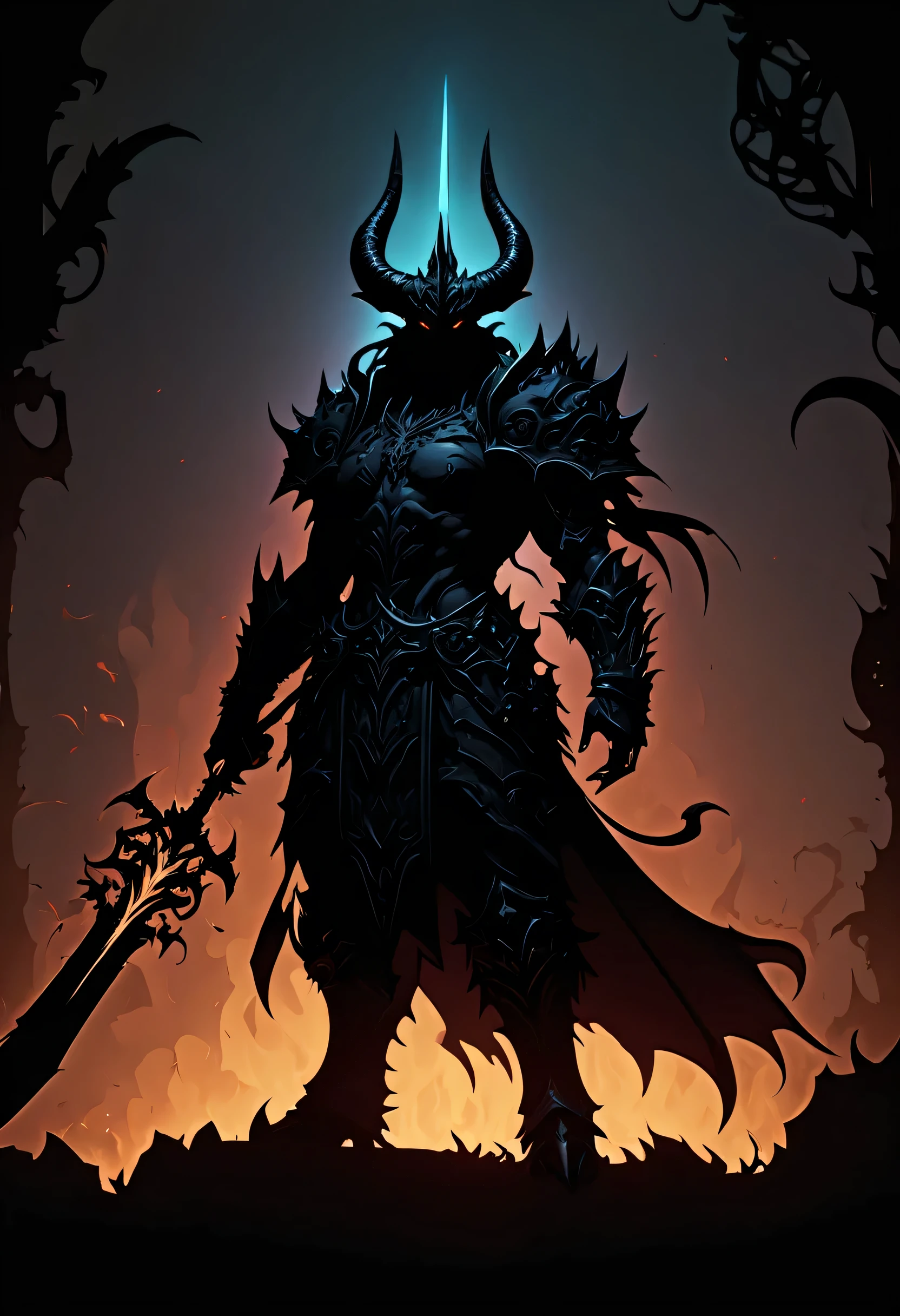 Silhouette Art of diablo 4, black outlines, enhance, intricate, (best quality, masterpiece, Representative work, official art, Professional, unity 8k wallpaper:1.3)