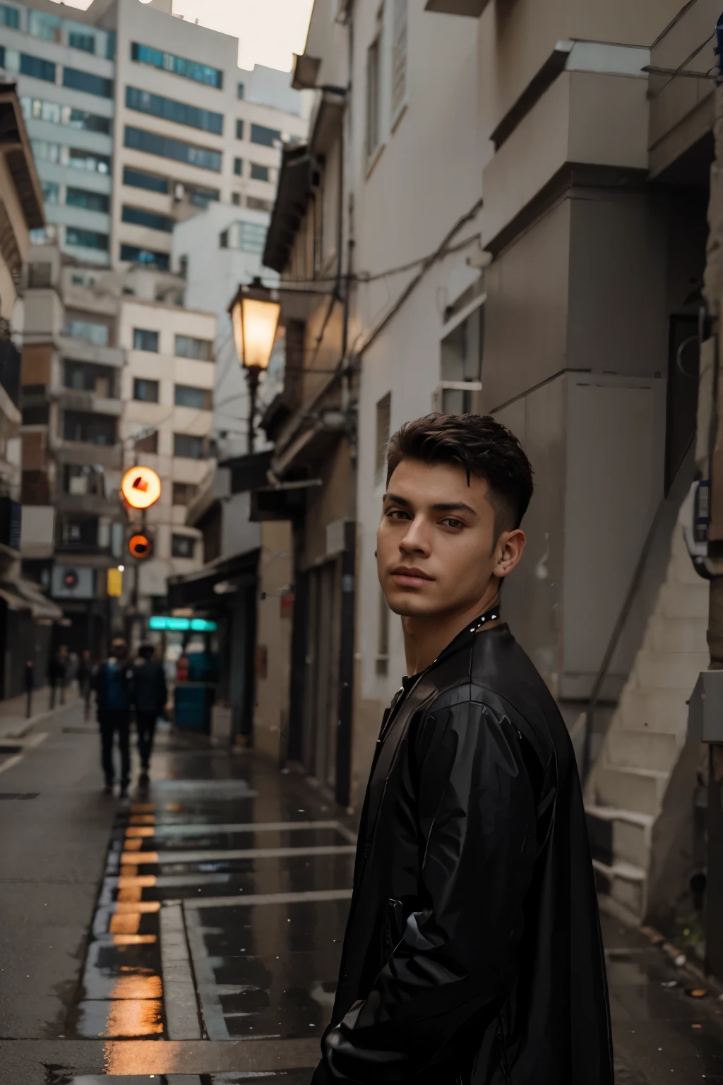 Change background cyberpunk handsome boy,realic face 8k,ultra realistic