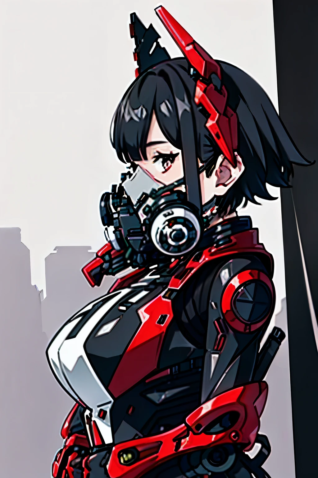 A close up of a person in a red and black outfit - SeaArt AI