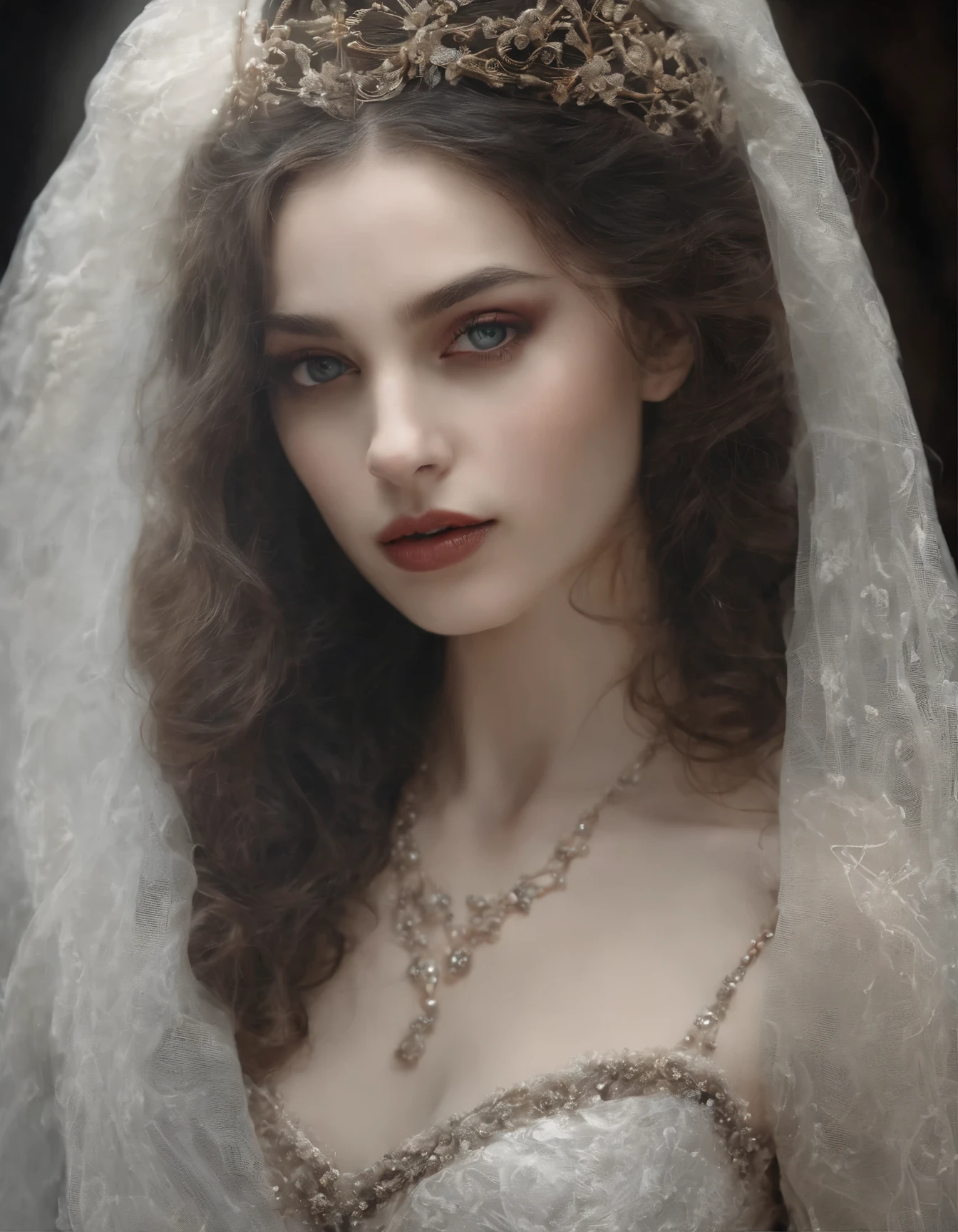 (best quality,highres,masterpiece:1.2),ultra-detailed,(realistic:1.37),portrait,goth,human,green eyes,naked,beautiful detailed lips,extremely detailed face and eyes,long eyelashes,fair skin,flowing red hair,Remilia Scarlet,solo,captivating beauty,moody atmosphere,bites his lip,pensive expression,mysterious aura,majestic presence,gothic style,cross necklace,dark eyeshadow,pale complexion,intense gaze,striking appearance,imposing posture,dark background,classical composition,soft lighting,emotional performance,poignant melody,fascinating harmonies,intricate musical score,artistic interpretation,passionate playing,expressive hands,enchanting atmosphere,ethereal beauty,impressive technique,mesmerizing talent,virtuoso performance,masterful execution,captivating presence,enchanted audience,music notes floating in the air,poetic elegance,transcendent experience,musical vibration,spellbinding aura,haunting melodies,dark elegance,inner depths,immortal essence,fanciful imagination,unearthly grace,alluring grace,captivating eyes,wistful expression,haunting beauty