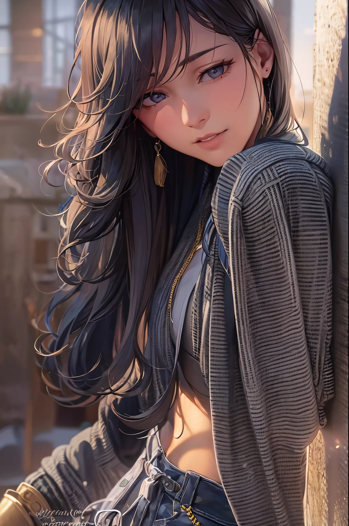 dvArchModern, 85mm, f1.8, Portrait silhouette,Backlight,the setting sun, Photorealism, hyper-realistic, orante, Super detailed, complex, dramatic, Sunset lighting, shadow, high dynamic range