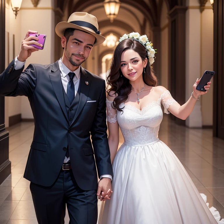 there is a man and woman taking a selfie together, lovely couple, by Nándor Katona, alanis guillen, foto realista, muy definido, they are in love, couple, lorena avarez, jose miguel roman frances, very very low quality picture, happy couple, images, zigor samaniego