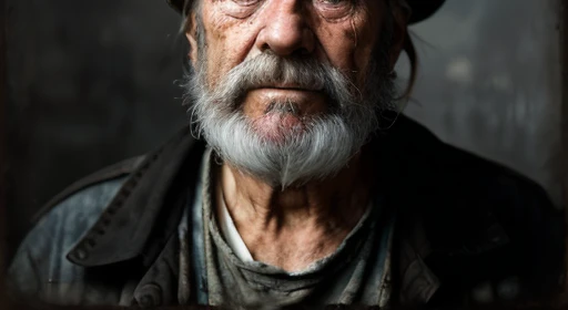 A portrait of poor American 1800 old experience worker in rags, ((overwhelming fatigue )), wrinkles of age, concept art, oil pastel painting , moody gray colors , gritty, messy stylestyle of Alexey Savrasov, Ivan Shishkin, Ilya Repin, (cel shaded:1.2), 2d, (oil painting:1.2) highly detailed
