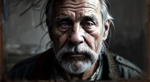 A portrait of poor American 1800 old experience worker in rags, ((overwhelming fatigue )), wrinkles of age, concept art, oil pastel painting , moody gray colors , gritty, messy stylestyle of Alexey Savrasov, Ivan Shishkin, Ilya Repin, (cel shaded:1.2), 2d, (oil painting:1.2) highly detailed