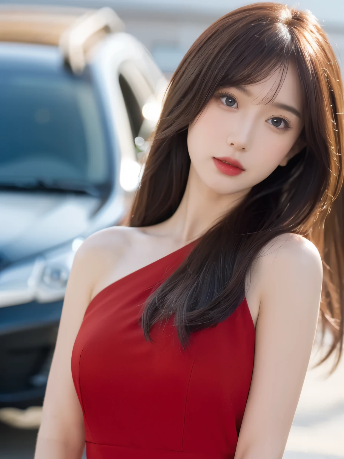 (masterpiece),(best quality:1.0), (ultra high definition:1.0), detailed descriptions, 8K, Japanese cartoons, 1 girl, beautiful Japanese cartoons girl, in a red dress, corolla, pretty face, Detailed face, beautiful eyes, delicate eyes, dark red eye, Bright red lips, red lipstick, Beautiful and stylish hair, highlights in hair, bangs Japanese cartoons style, best quality, energetic
