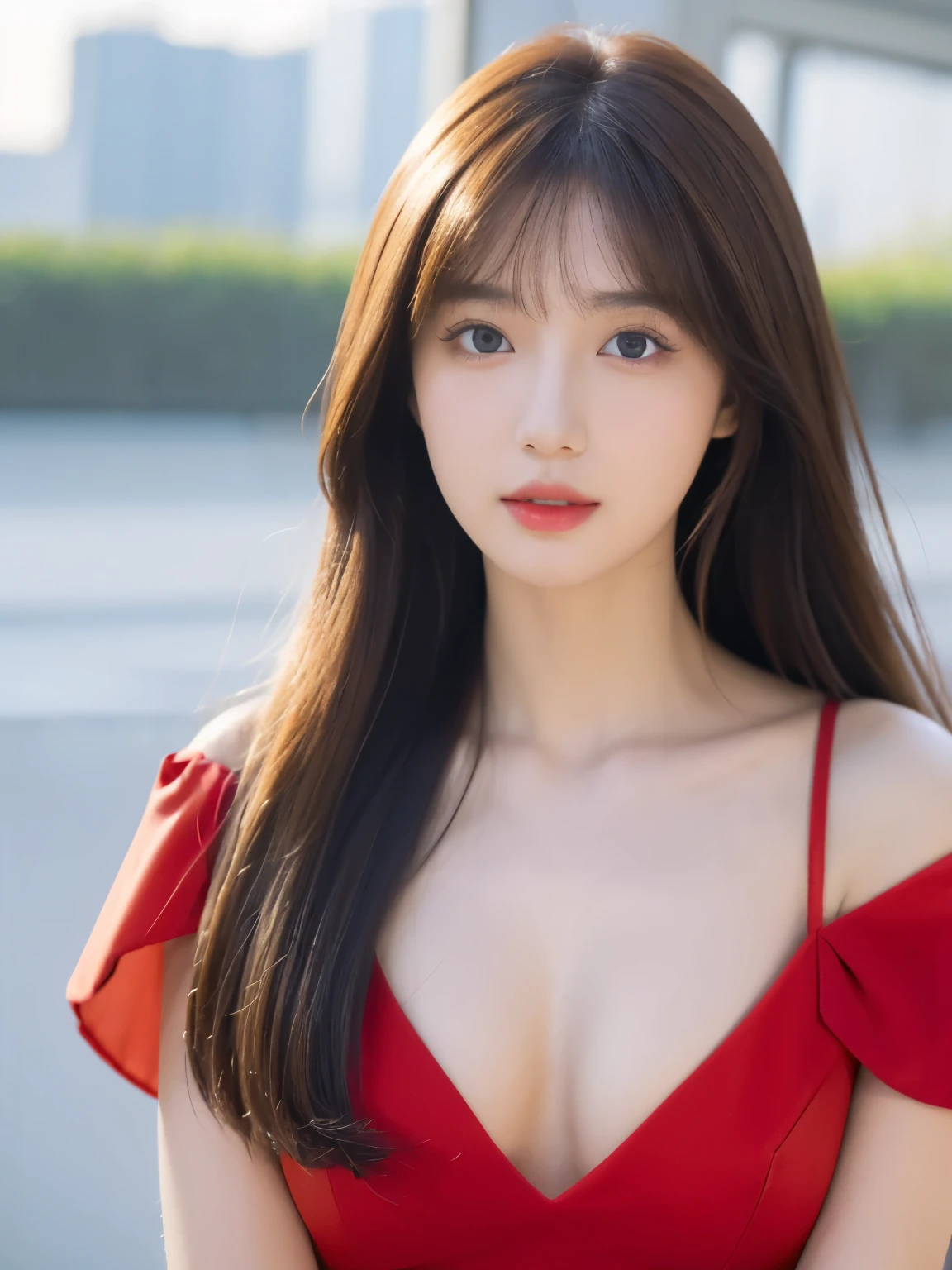 (masterpiece),(best quality:1.0), (ultra high definition:1.0), detailed descriptions, 8K, Japanese cartoons, 1 girl, beautiful Japanese cartoons girl, in a red dress, corolla, pretty face, Detailed face, beautiful eyes, delicate eyes, dark red eye, Bright red lips, red lipstick, Beautiful and stylish hair, highlights in hair, bangs Japanese cartoons style, best quality, energetic