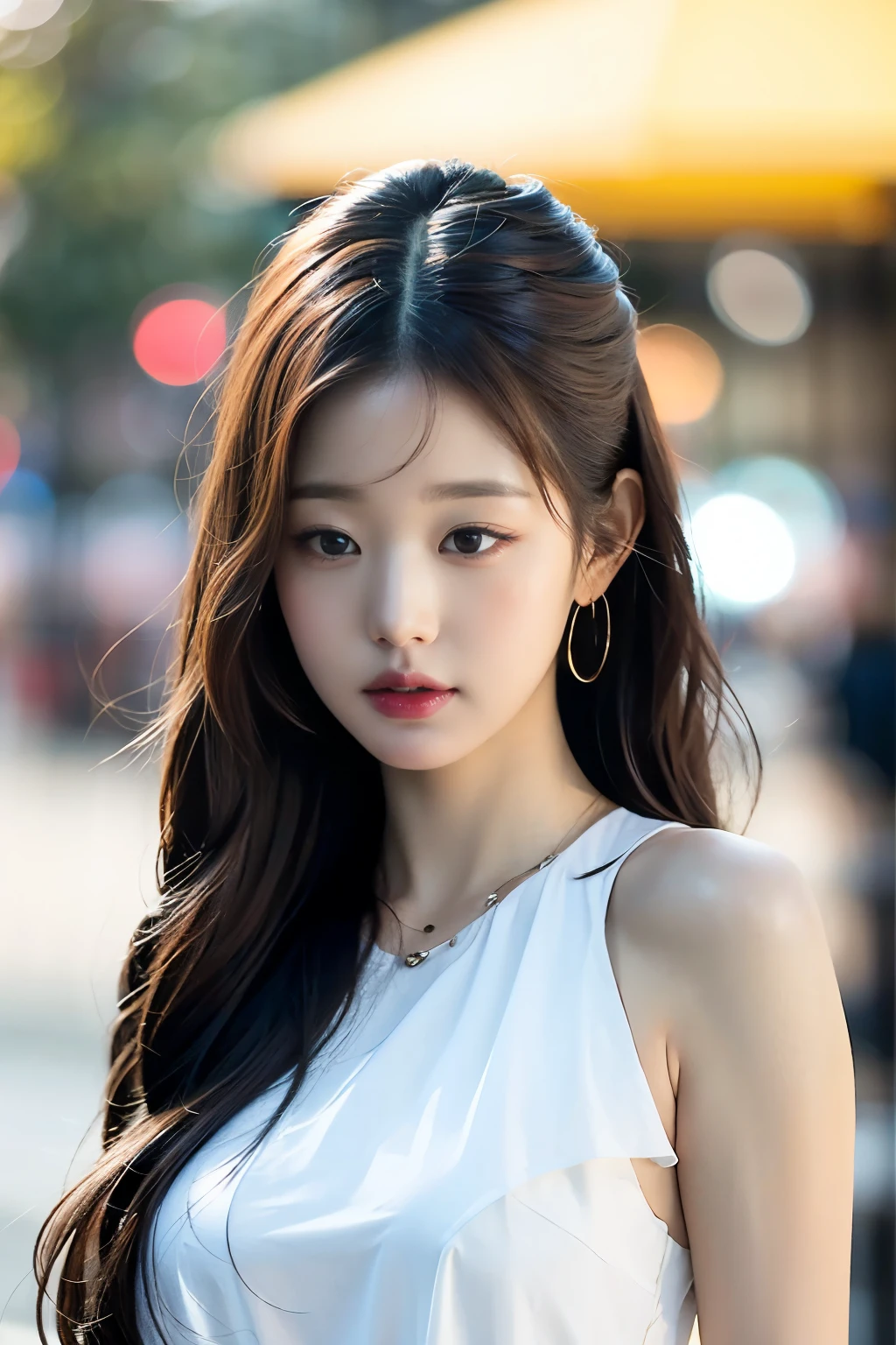 melhor qualidade, obra de arte, ultra high resolution, (photorealista:1.4), foto crua, 1girl, brincos, jewelry, WONYOUNG 1girl, cabelo LOIRO, olhando para o espectador, café,realista
