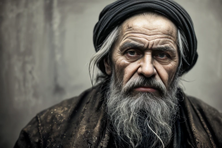 A portrait of poor russian 1800 old worker in rags, ((overwhelming fatigue )), wrinkles of age, concept art, oil pastel painting , moody gray colors , gritty, messy stylestyle of Alexey Savrasov, Ivan Shishkin, Ilya Repin, (cel shaded:1.2), 2d, (oil painting:1.2) highly detailed