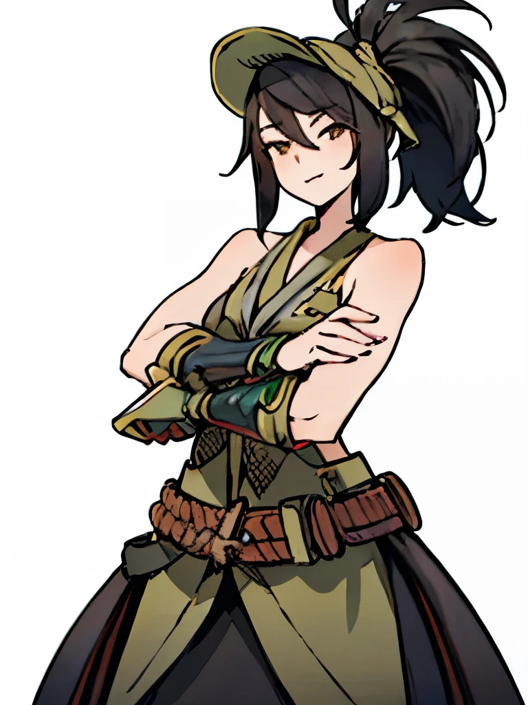Best quality, high resolution, 1girl, akali,((full bodyesbian)), hands in front, White background