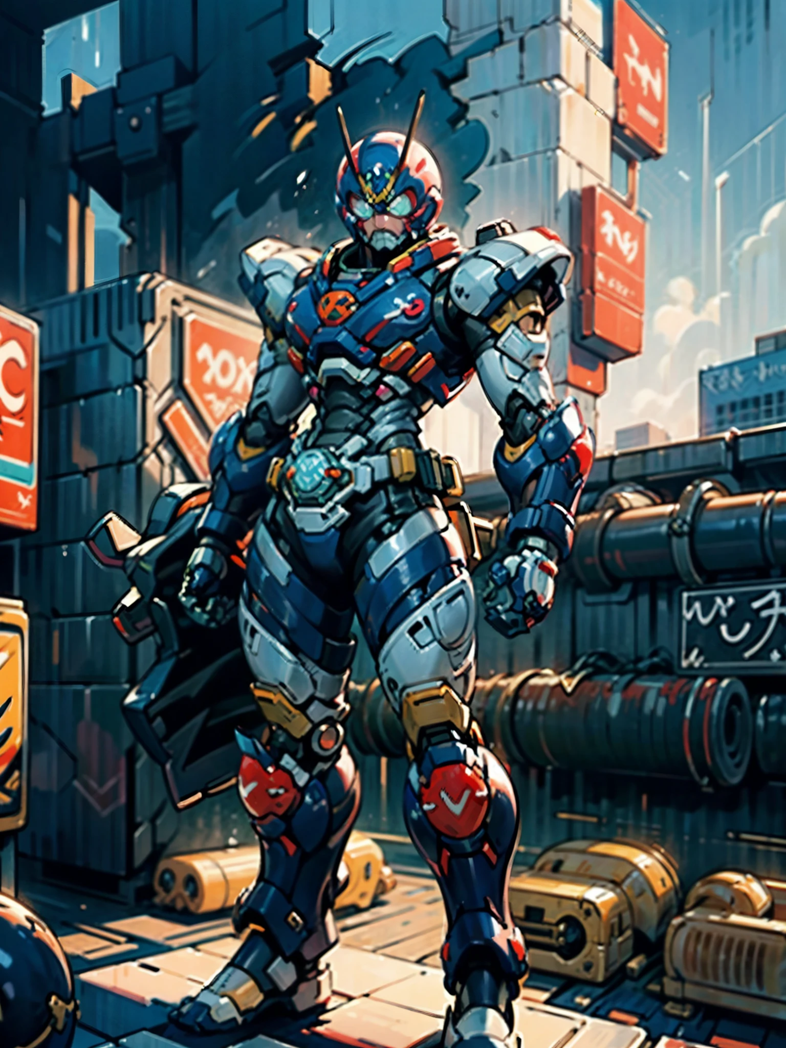 A super  a high-tech biotech battle suit, standing on a rooftop, looking over the city, Japanese tokusatsu and American comic style, biometallic texture of the suit, sleek and shiny, dynamic, fast, natural light, cinematic, high quality, high resolution, high detail, sophisticated design, dramatic, high definition, ultra-detailed, ultra-fine painting, extremely delicate, creativity, Natural light, cinematic lighting, best shadow, masterpiece-anatomy-perfect