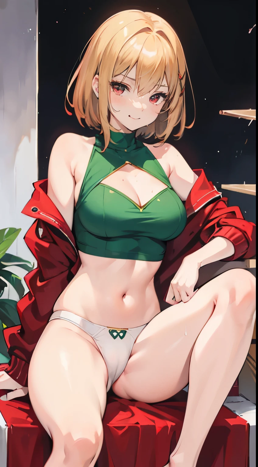 X-rated,Under the legend,Chara,age girl,Red-eyed,Smile,Sexy,green,Chest leak,short crop top,hot pant,with short brown haice turned red,Underwear model,lust,Hand repair,detail, clothing,HD,no underwares, television show,Upturned buttocks,stick out your tongue,Playful,love heart,sweat,big ass,sitting,opening legs,open legs,camel-toe,secretion,Liquid runoff,Thick liquid