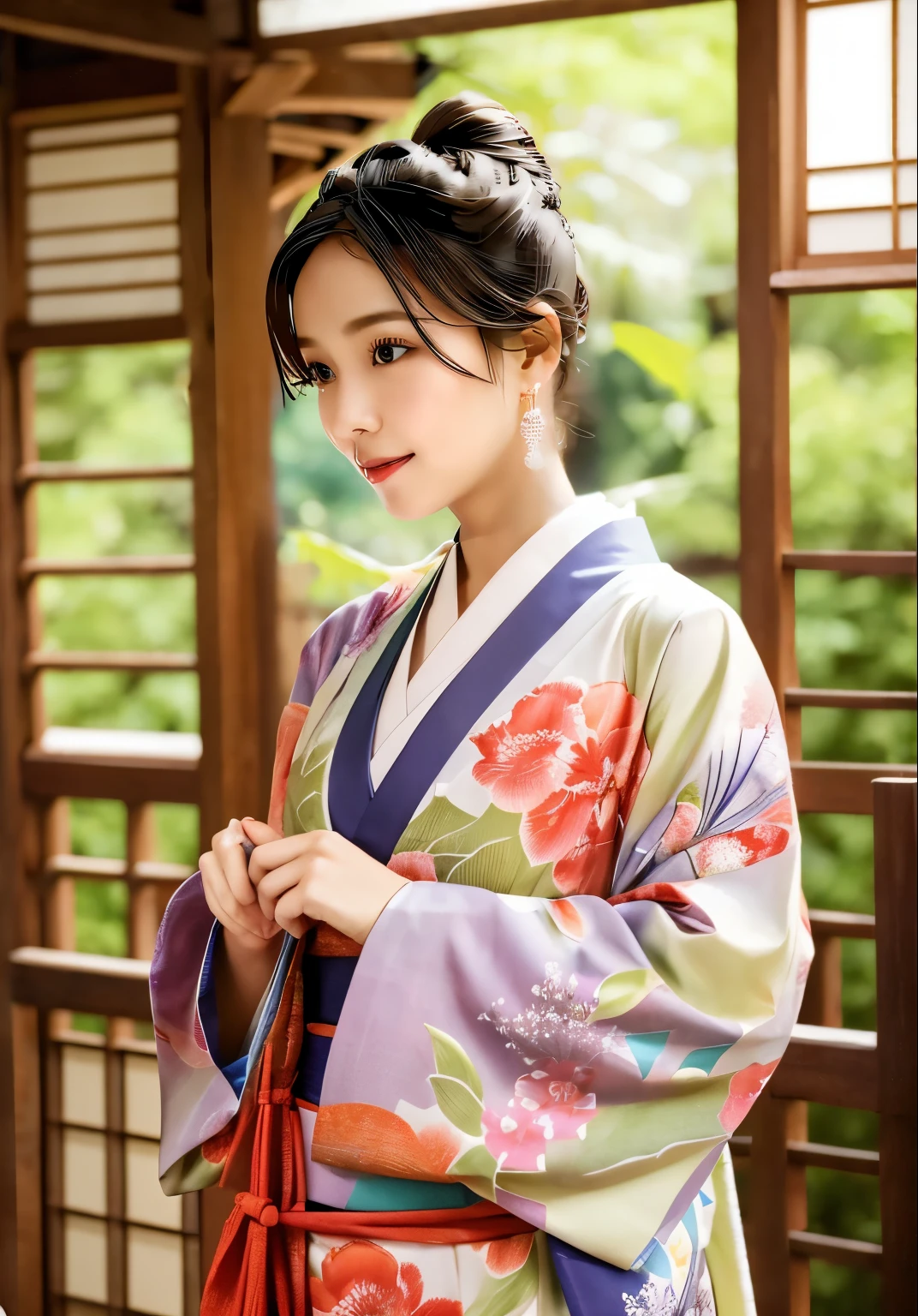 japanese kimono、japanese kimonoの綺麗な振袖、japanese kimonoの赤色と黄色の振袖、