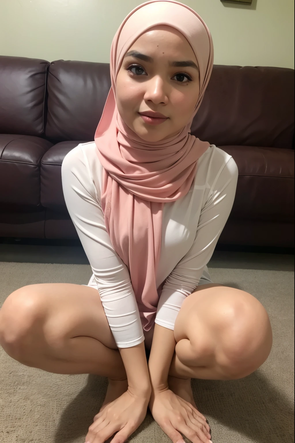 ((HIJAB MALAY GIRL)), ((masutepiece, Best Quality, hight resolution, nffsw, Perfect Pixel,  4K, nffsw, nffsw))),  very very skinny hijab *********** & flat chest , Forced to suck daddy's cock