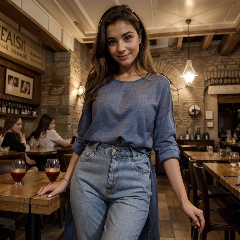 l&#39;ensemble du corps de la tête aux pieds est recommandé,prise en pied, une femme aux cheveux bruns lors d&#39;une dans un restaurant à tapas  ,:: ,:: Bière Madison, streaming, natte, photoréaliste - , 🎀 🧟 🍓 🧚, voir, vivre2d, ressemble à Laura Barriales, — avec 9:16, Sam Nassour, 5 0 s, incroyablement mignon, dans un restaurant  à tapas  , sourcils droits et fermeture nocturne ,Ne dois pas être nue, elle a le sourire , avec des petits tapas, elle porte une jolie robe colorée qui habille son corps 👖🧣👚
