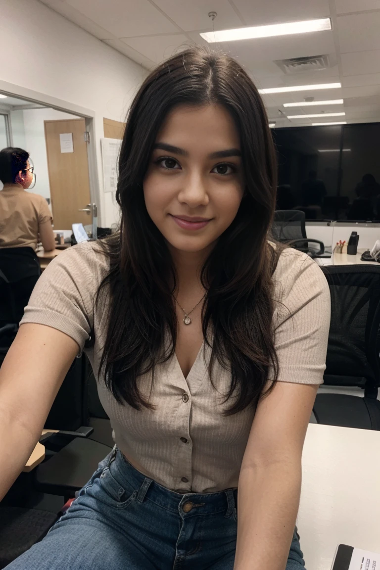 in office with friends
