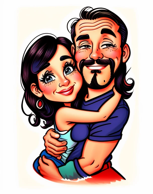 cartoon drawing of a man and woman hugging each other, caricature illustration, caricature style, couple portrait, caricature!!!, caricatural, caricature, couples portrait, cartoon portrait, detailed portrait, in cartoon style, very realistic, highly detailed portrait, high quality portrait, alarcon caricaturista, detailed illustration portrait, portrait of two people, very very realistic