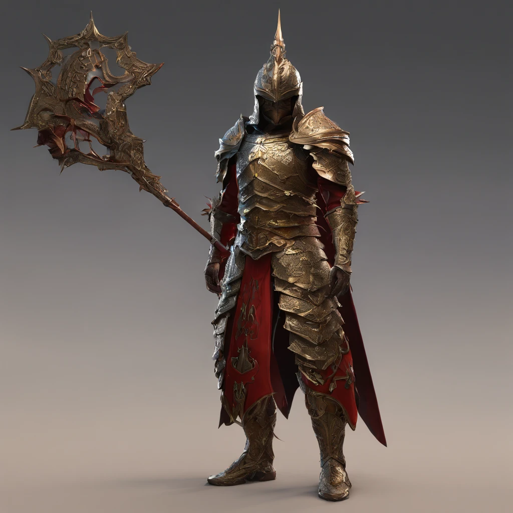 guerreiro, arte conceitual, autor:Kishiganku, arte de fantasia, fundo do campo de batalha, clean render, um chifre, Use uma armadura, detailed bushido form smoke, capacete de uma divindade esquecida, character is standing, 8k realista, in game render, detalhe detalhado do fundo do rosto, Art Station home page, touro, Fantasia pseudo-medieval, Uma divindade vestindo armadura koi, armadura de bronze detalhada, Armadura de Bronze, armadura gravada dourada, Armadura Obsidiana de Ouro, armadura de ouro claro, Linda armadura de filigrana, A demonic guerreiro, Linda armadura cheia de espinhos, intrincada armadura assasin, armadura de metal intrincada, powerful guerreiro, vestido com uma linda armadura dourada,Decorated with intricate patterns, O capacete tem uma grande coroa e dois chifres,olhos vermelhos brilhantes, Everything is in the dark, Smoky background hints at battle scenes, Adicione uma aura sinistra ao seu personagem,submission, Tiro de corpo inteiro.