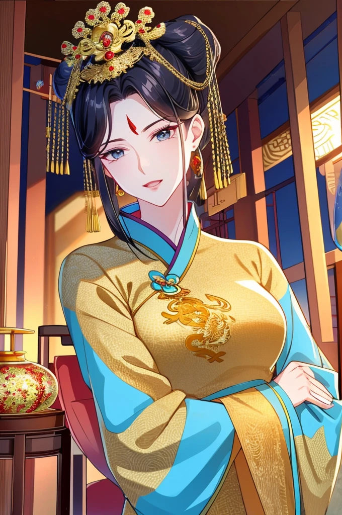 Best quality,tmasterpiece,16k,A 40-year-old woman,Women pay attention to beautiful Chinese style clothes,natta,rays of moonlight,Asian architecture,