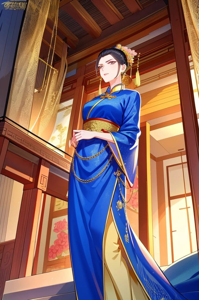 Best quality,tmasterpiece,16k,A 40-year-old woman,Women pay attention to beautiful Chinese style clothes,natta,rays of moonlight,Asian architecture,